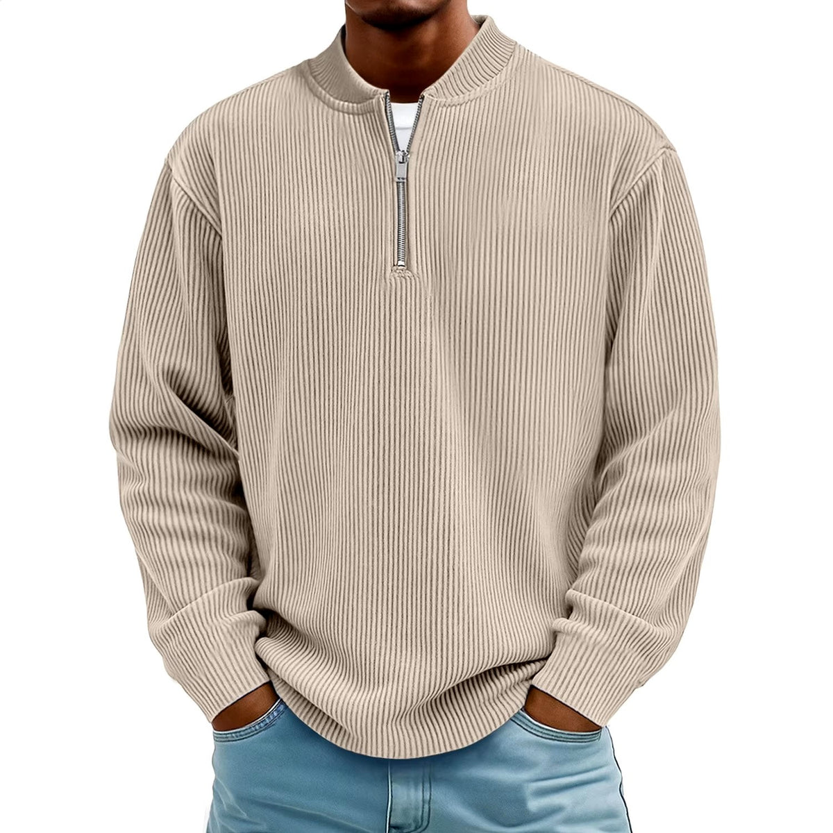 Alan - Men's Ribbed Long Sleeve Quarter-Zip Fall Pullover 3
