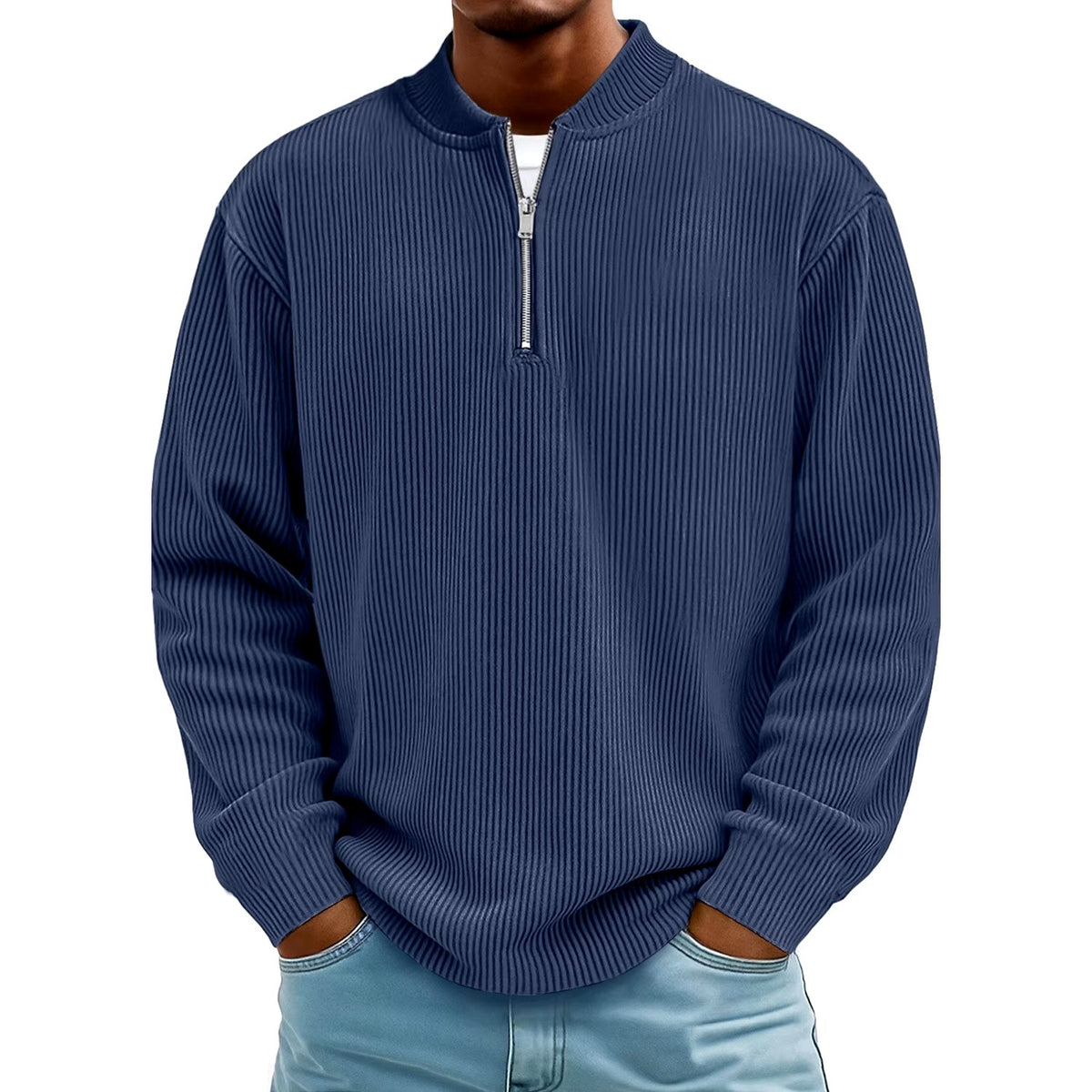 Alan - Men's Ribbed Long Sleeve Quarter-Zip Fall Pullover 4