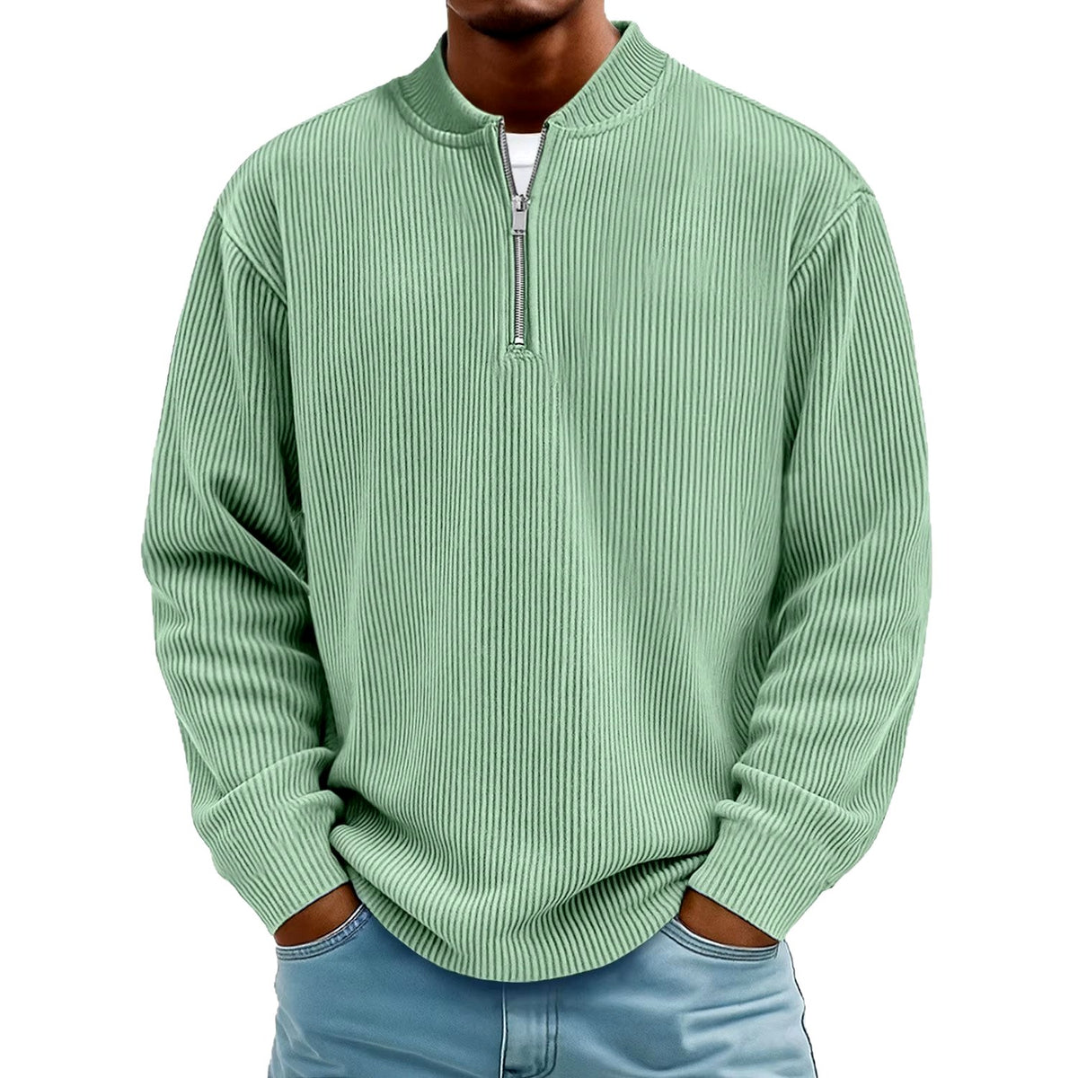 Alan - Men's Ribbed Long Sleeve Quarter-Zip Fall Pullover 5