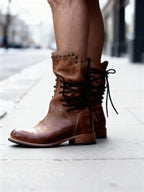 Alani - Women's Lace-Up Studded Ankle Boots