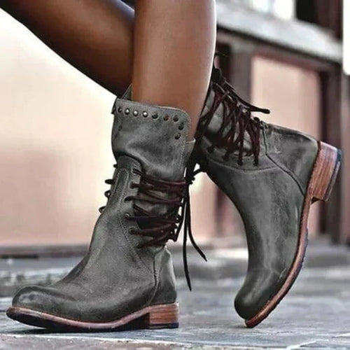 Alani - Women's Lace-Up Studded Ankle Boots