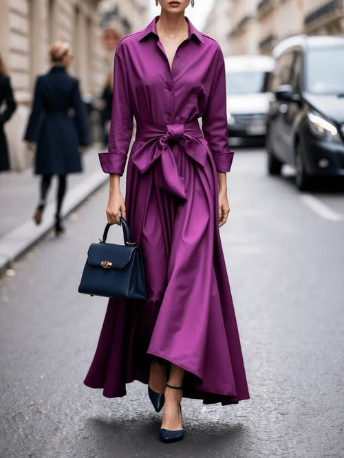 Alara - Women's Button-Front Tie-Waist Shirt Maxi Dress