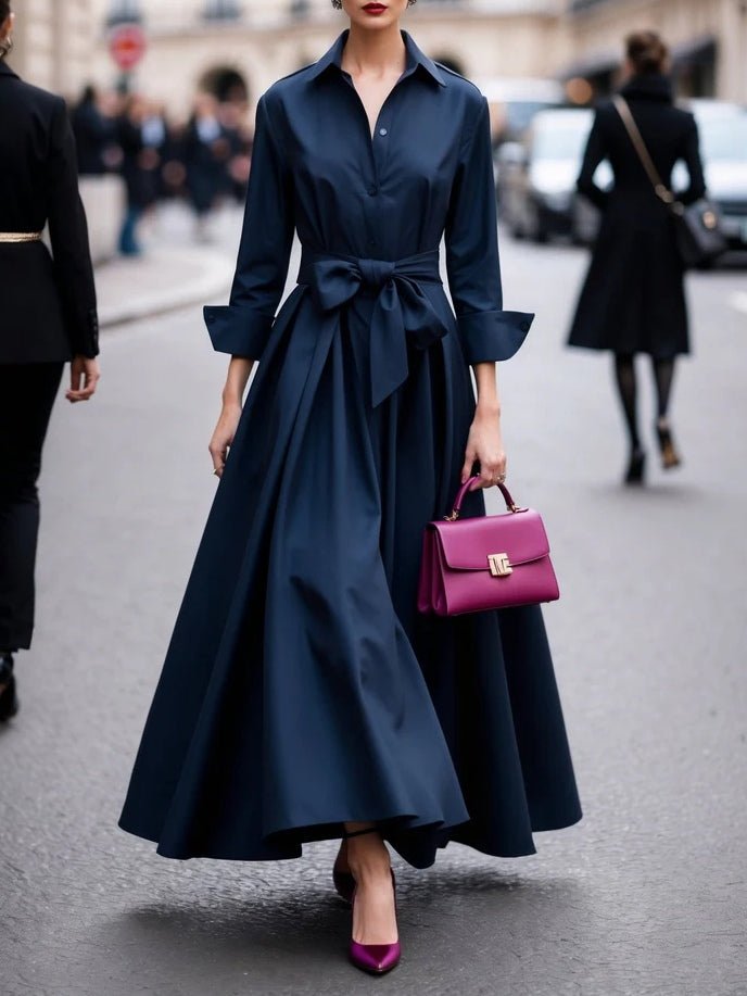 Alara - Women's Button-Front Tie-Waist Shirt Maxi Dress