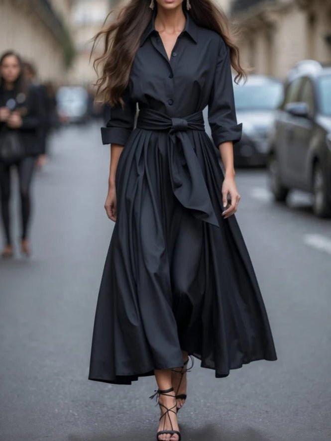 Alara - Women's Button-Front Tie-Waist Shirt Maxi Dress