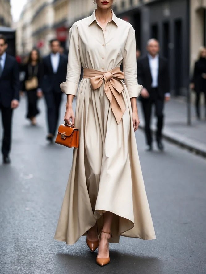 Alara - Women's Button-Front Tie-Waist Shirt Maxi Dress
