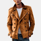 Alfie - Men's Faux Suede Double-Breasted Trench Jacket 1