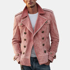 Alfie - Men's Faux Suede Double-Breasted Trench Jacket 2