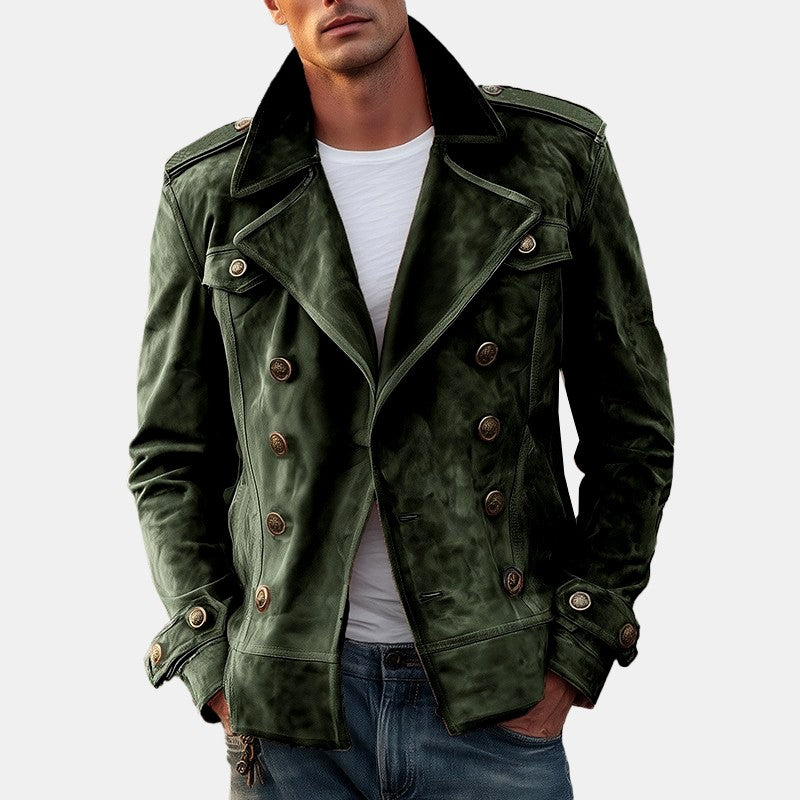 Alfie - Men's Faux Suede Double-Breasted Trench Jacket 3
