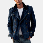 Alfie - Men's Faux Suede Double-Breasted Trench Jacket 4