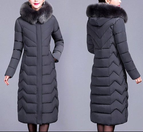 Alianna - Women’s Long Padded Coat with Fur Collar 3