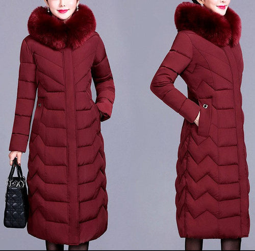 Alianna - Women’s Long Padded Coat with Fur Collar 9