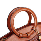 Alie – Women's Crocodile-Embossed Leather Handbag with Round Handles