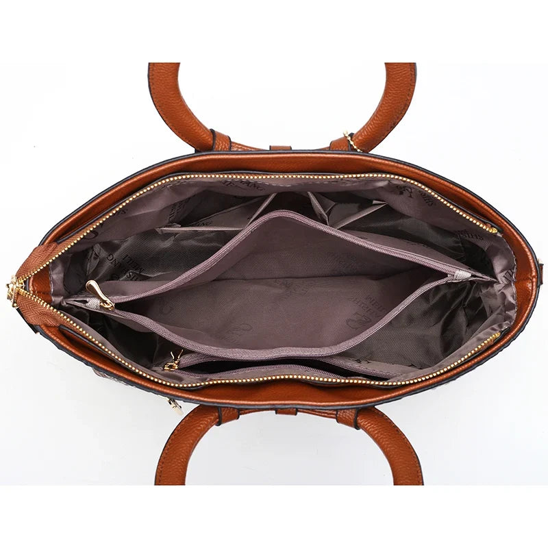 Alie – Women's Crocodile-Embossed Leather Handbag with Round Handles
