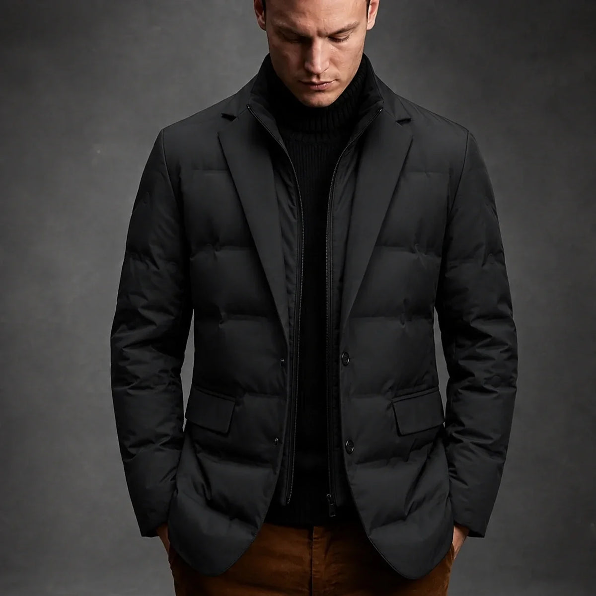 Alistair - Men's Button-Front Quilted Duck Down Blazer