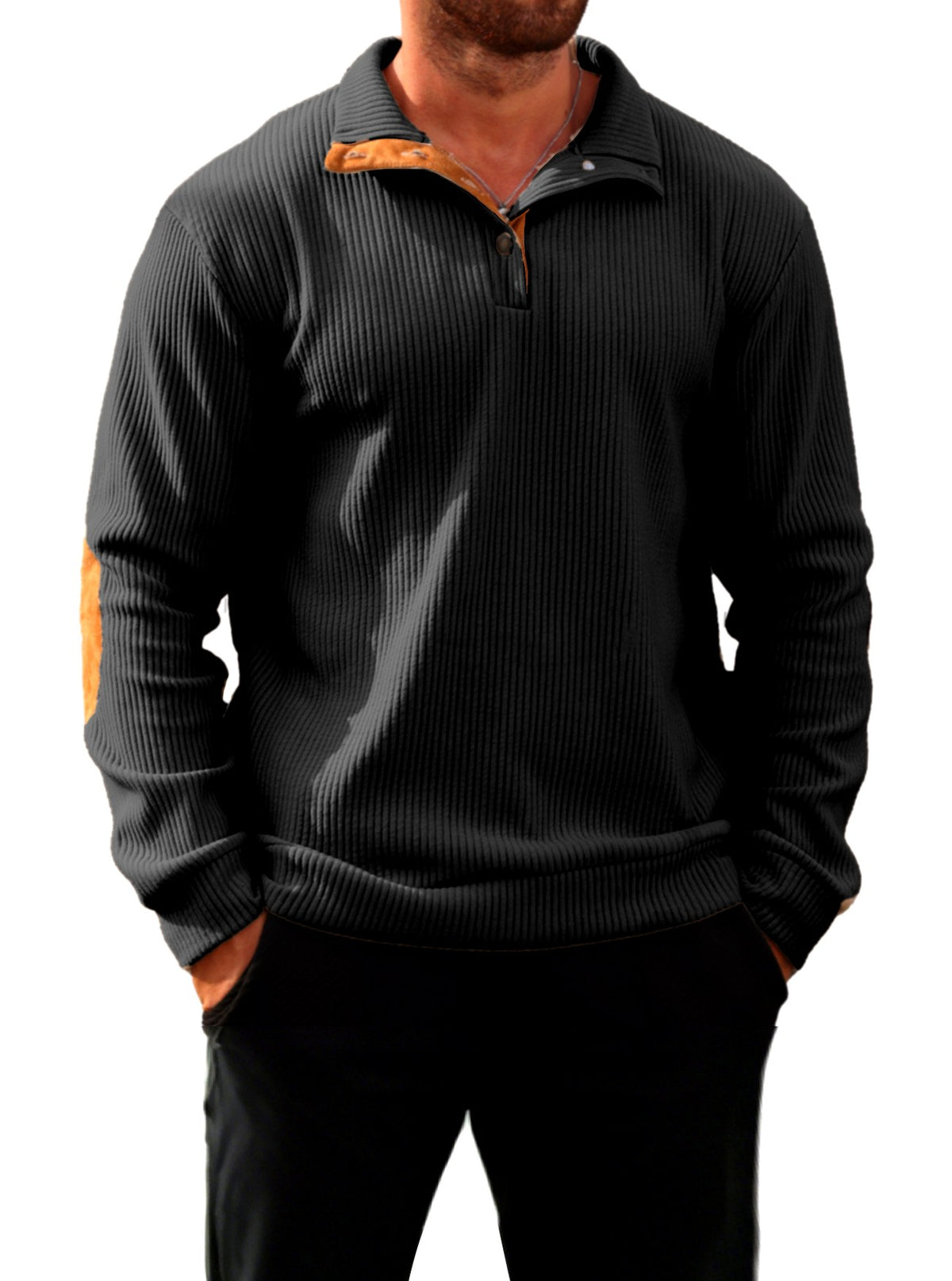 Aljon - Men's Ribbed Quarter Button Sweater  3