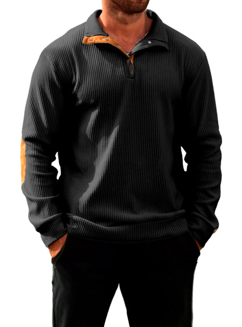 Aljon - Men's Ribbed Quarter Button Sweater  3