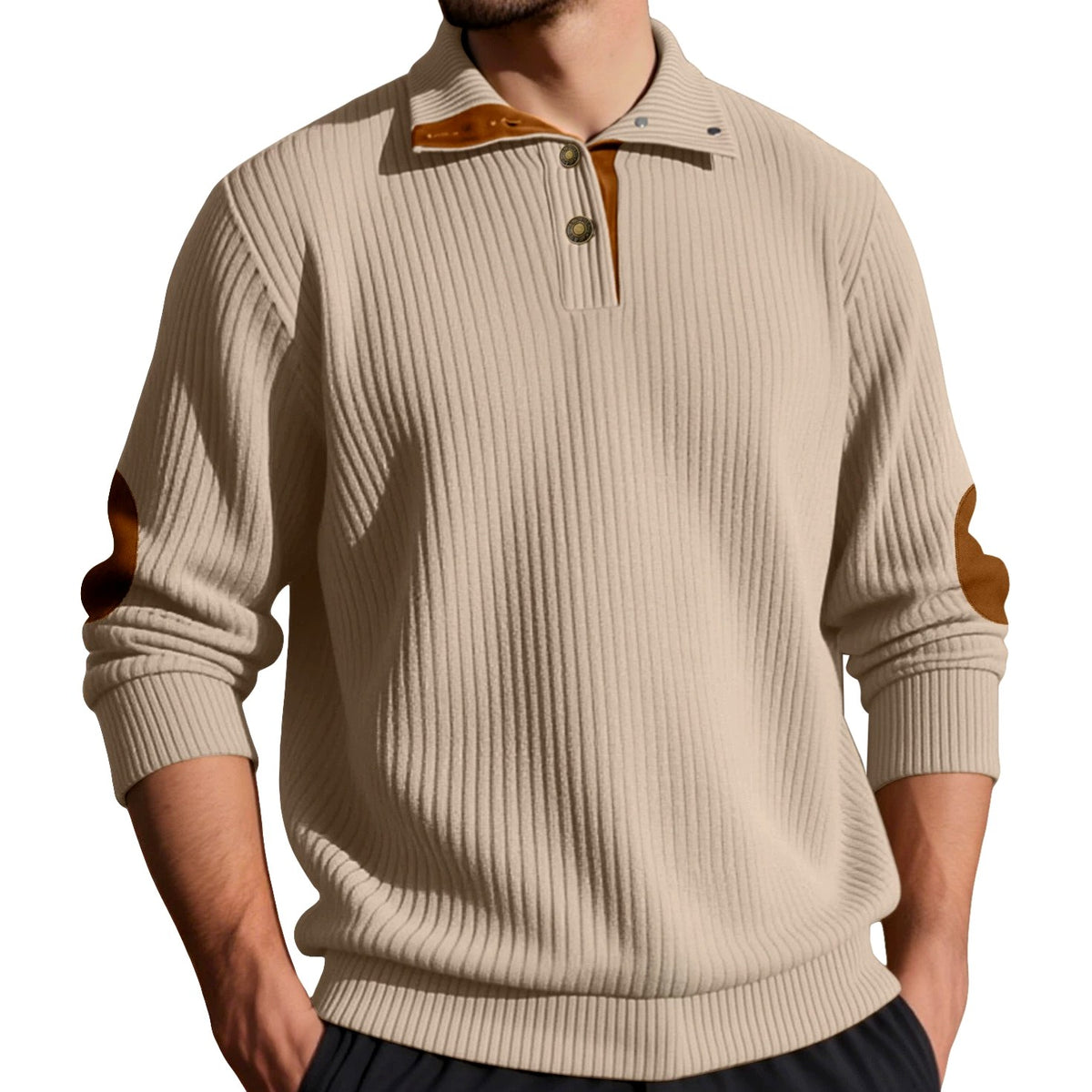 Aljon - Men's Ribbed Quarter Button Sweater  8