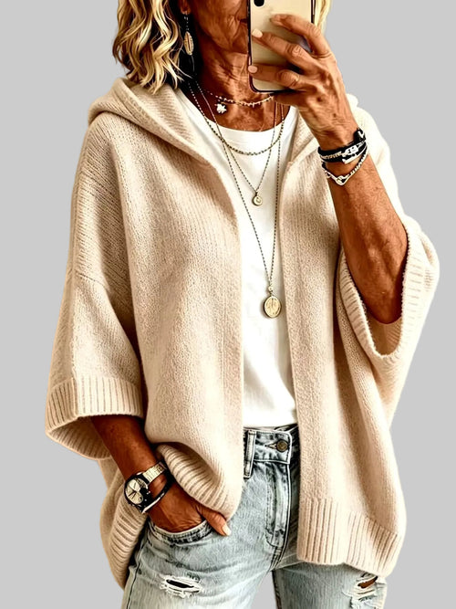Allison - Women’s Oversized Hooded Cardigan with Ribbed Trim 2
