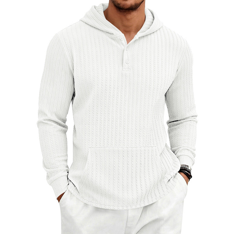 Anders - Men's Textured Hooded Pullover with Button Placket 1
