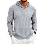 Anders - Men's Textured Hooded Pullover with Button Placket 3