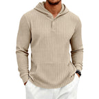 Anders - Men's Textured Hooded Pullover with Button Placket 4