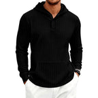 Anders - Men's Textured Hooded Pullover with Button Placket 6