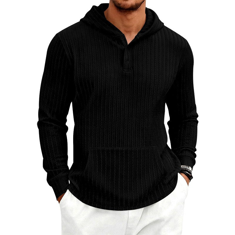 Anders - Men's Textured Hooded Pullover with Button Placket 6