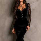 Anneliese - Women's Velvet V-Neck Mermaid Evening Gown 3