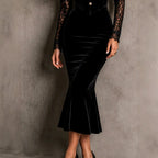 Anneliese - Women's Velvet V-Neck Mermaid Evening Gown 4