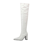 Annika - Women’s Patent Knee High Pointed Toe Boots 2