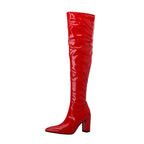 Annika - Women’s Patent Knee High Pointed Toe Boots 3