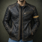 Archer - Men's Zip-Up Patina Leather Jacket
