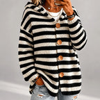 Ariel - Women's Striped Oversized Hooded Cardigan 1
