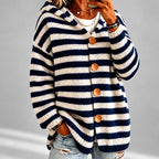 Ariel - Women's Striped Oversized Hooded Cardigan 3