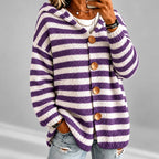 Ariel - Women's Striped Oversized Hooded Cardigan 5