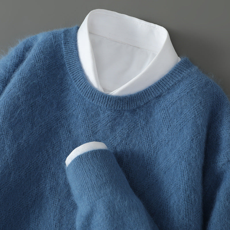 Arjay - Men's Cashmere Crew Neck Sweater with Ribbed Trim