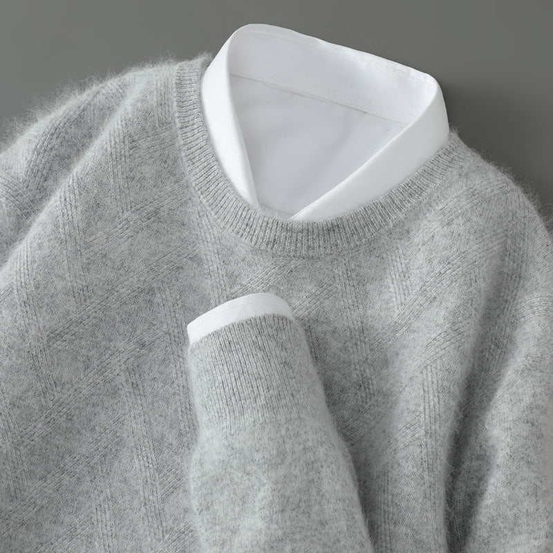 Arjay - Men's Cashmere Crew Neck Sweater with Ribbed Trim