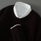 Arjay - Men's Cashmere Crew Neck Sweater with Ribbed Trim