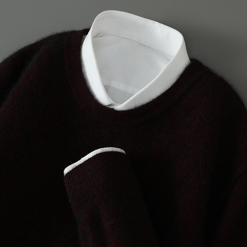 Arjay - Men's Cashmere Crew Neck Sweater with Ribbed Trim