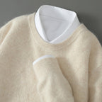 Arjay - Men's Cashmere Crew Neck Sweater with Ribbed Trim