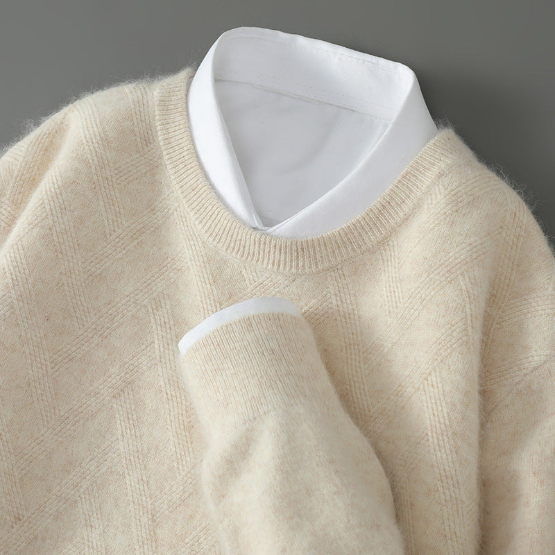Arjay - Men's Cashmere Crew Neck Sweater with Ribbed Trim