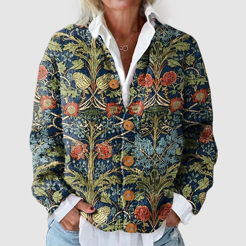Arlene - Women's Floral Print Button-Front Knit Cardigan 2