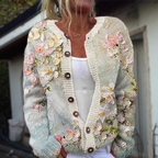 Arlene - Women's Floral Print Button-Front Knit Cardigan 4