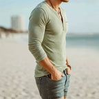 Armando - Men's Long Sleeve V-Neck Zip Henley with Chest Pocket 8