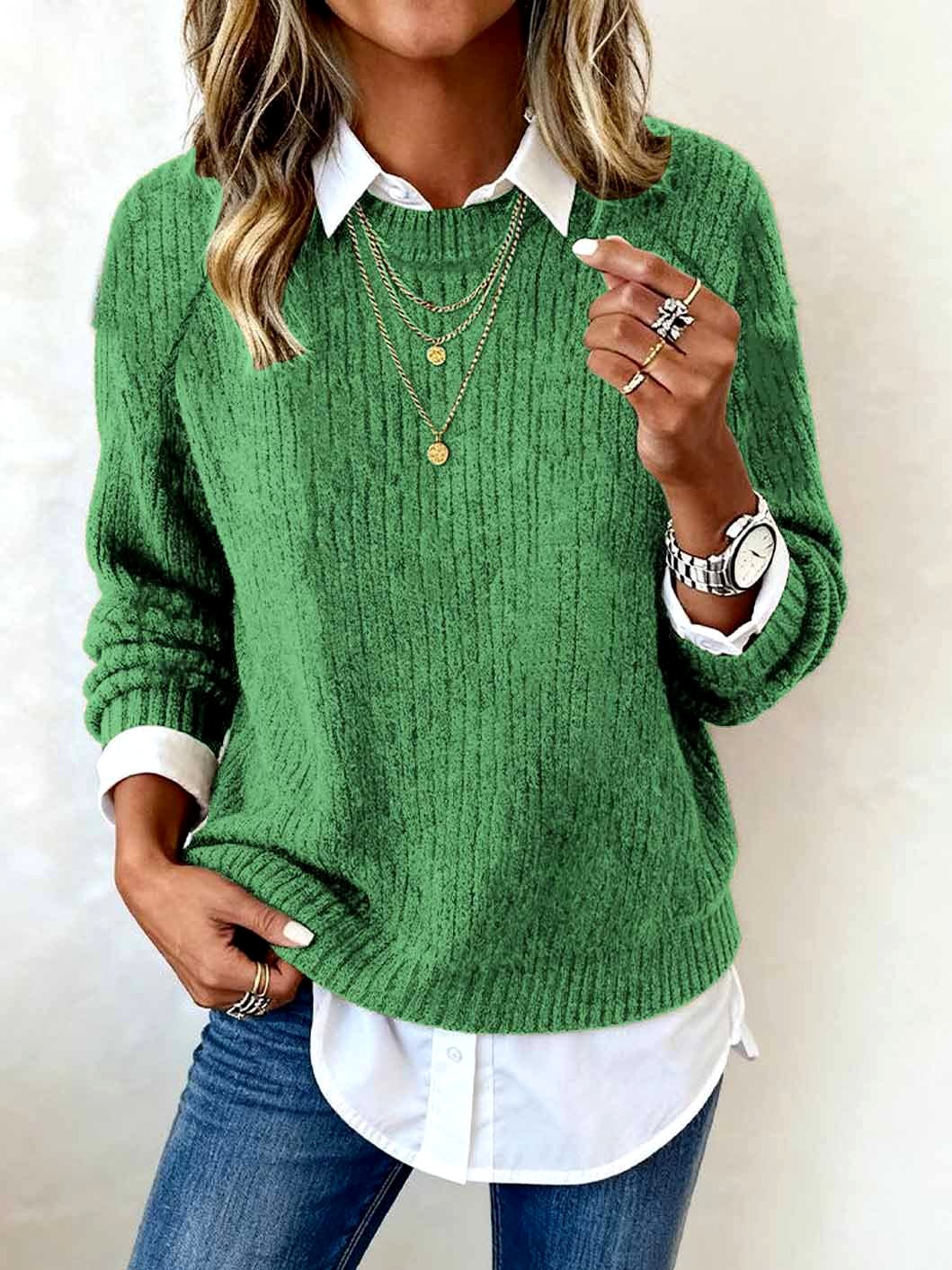 Ashley - Women's Ribbed Knit Collared Sweater 5