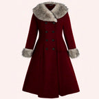 Audrey - Women's Double-Breasted Coat with Fur Trim 1
