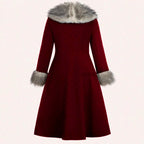 Audrey - Women's Double-Breasted Coat with Fur Trim 2