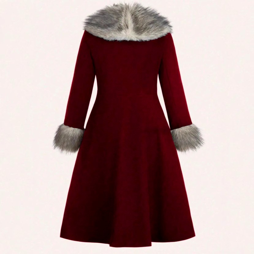 Audrey - Women's Double-Breasted Coat with Fur Trim 2