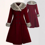 Audrey - Women's Double-Breasted Coat with Fur Trim 3