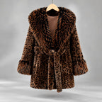 Augusta - Women's Faux Fur Belted Coat with Oversized Collar 3